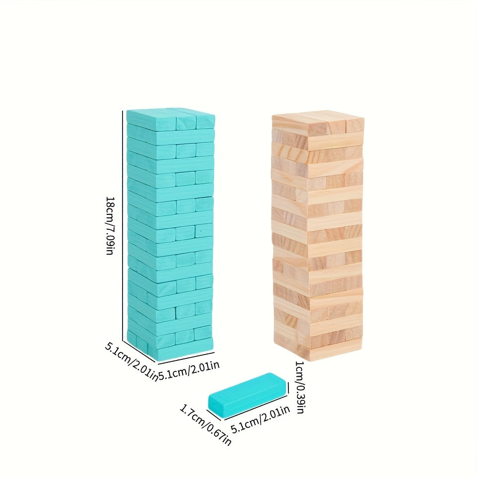 Jeu de tour en bois, 54 pièces, empiler et construire, bois de pin durable, cadeau idéal fête ou Noël.