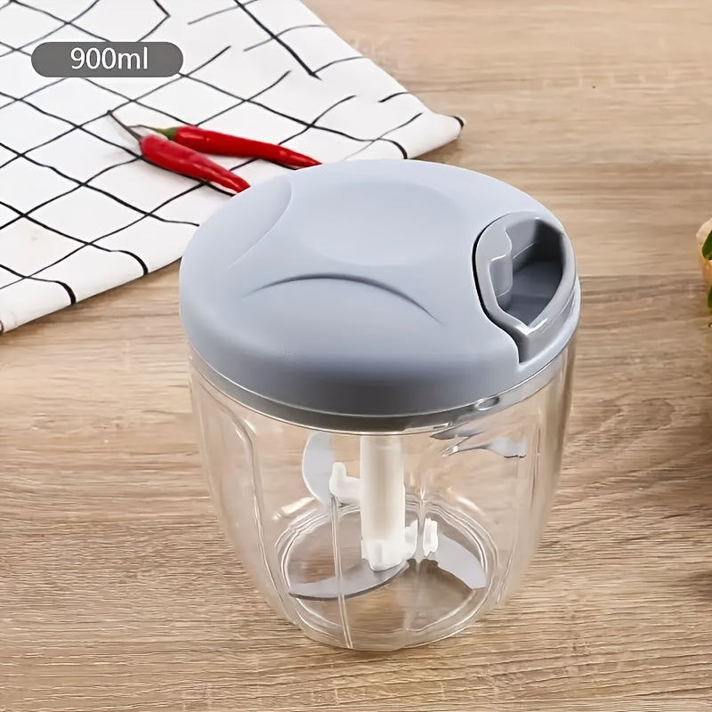 170ml/500ml/900ml Manual Food Chopper, Spice and Herb Grinder - Multifunctional Garlic Press, Vegetable Cutter, and Meat Grinder with Stainless Steel Blades, ABS Plastic Container, Perfect for Quick Garlic Preparation at Home