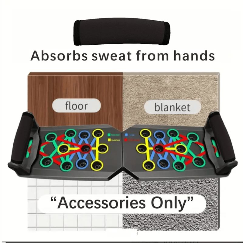 Équipement de renforcement pliable et antidérapant, améliorant la force poitrine-épaules, résistant à la transpiration, idéal pour entraînements en salle ou en extérieur.