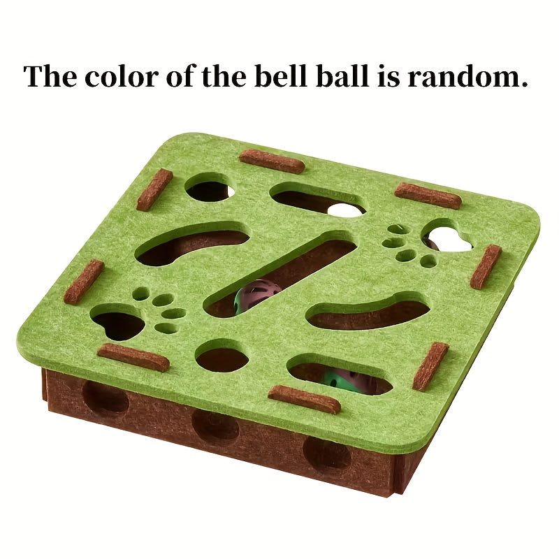 Interactive Cat Toy with Maze Tunnel &amp; Bell Ball - Durable Felt Material, No Batteries Needed, Geometric Design for Indoor Cats, Mental Stimulation &amp; Exercise, All Breeds &amp; Sizes, Cat Toy Interactive, Playful Design, Sturdy C