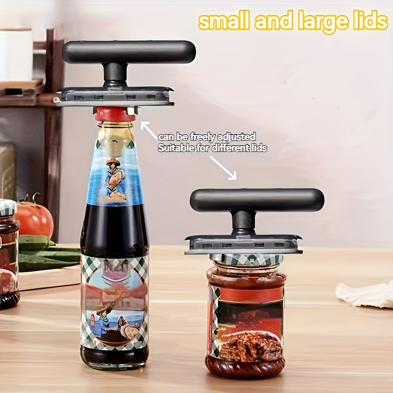 1pc Heavy-Duty Manual Lever-Style Jar &amp; Can Opener with One-Hand Operation, - Locking Mechanism - ABS Kitchen Opener Tool for Jars, Cans, Bottles - Portable, No Electricity/Power-Free for, Parties &amp; Seniors (Easy-Grip