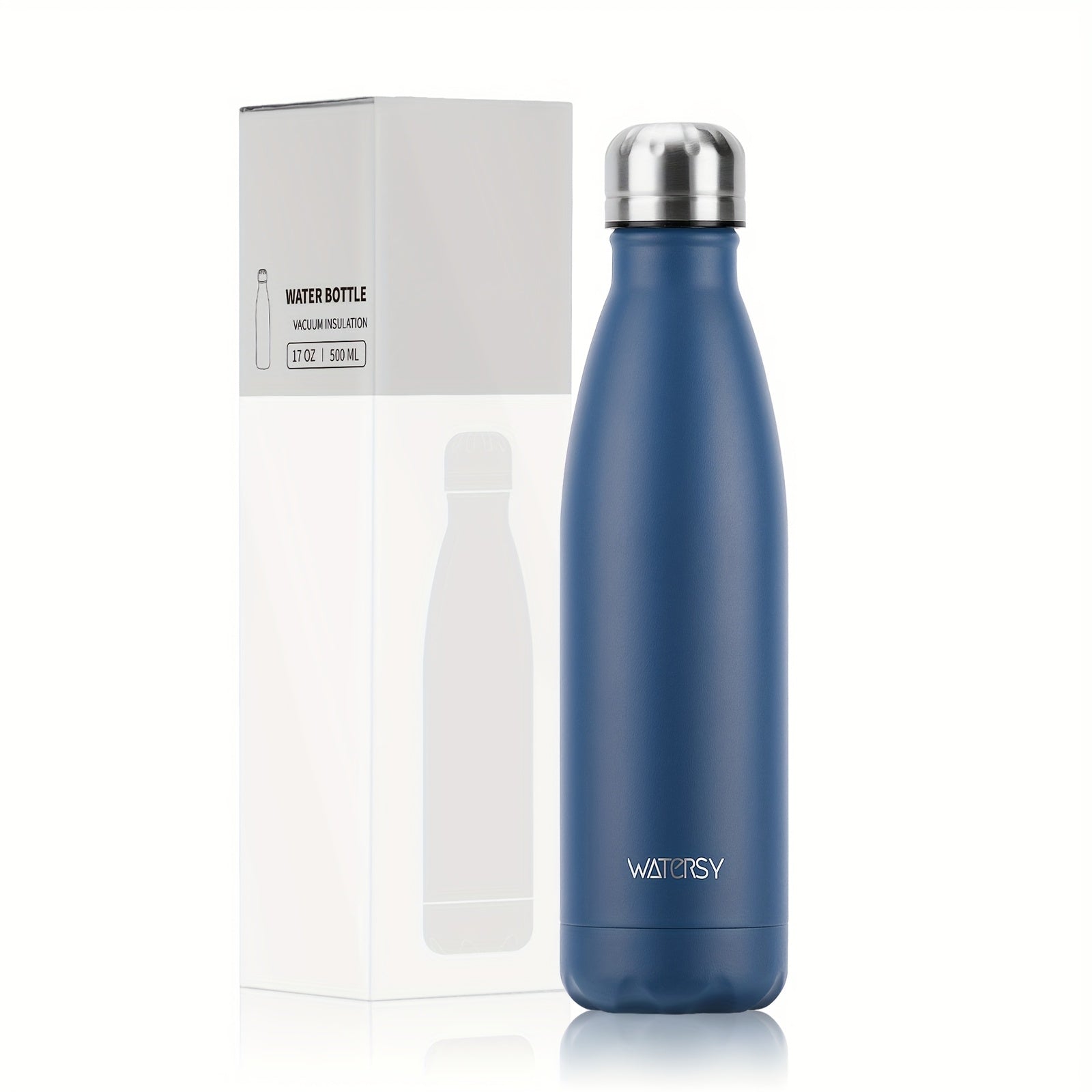Bouteille WATERSY 500 ml en acier inoxydable, thermique, étanche, sans BPA, conserve boissons chaudes 12 h et froides 24 h.