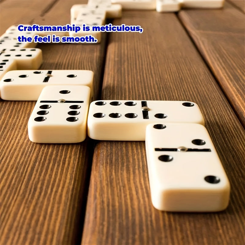 Jeu de dominos adulte, classique double 6, 28 pièces, coffret en bois, pour 2‑4 joueurs, cadeau idéal Noël ou Halloween.