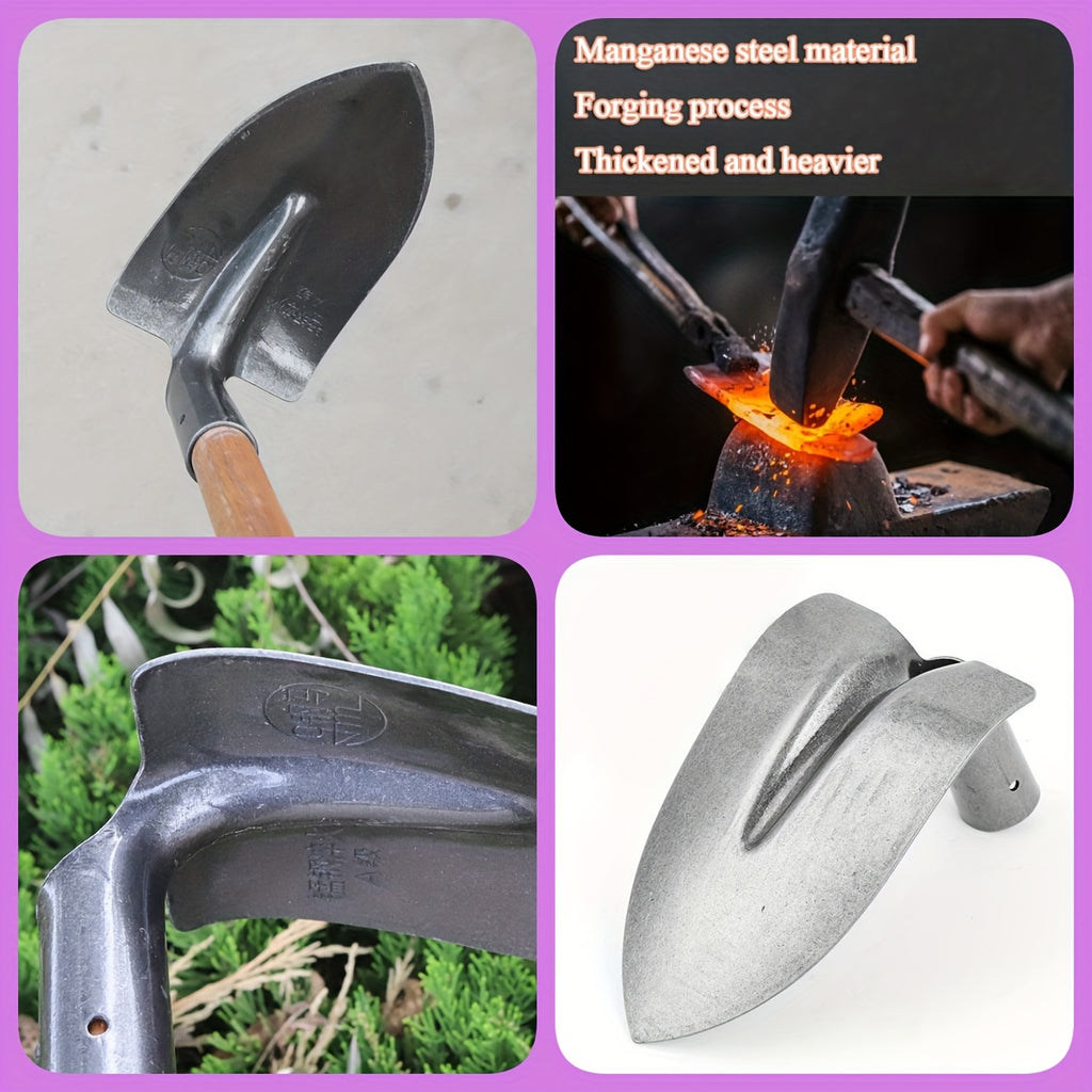 Heavy-Duty Manganese Steel Garden spade with Triangular Blade - Thickened Shovel for Digging, Landscaping &amp; Weeding - Heavy Gardening with Sturdy Manganese Steel for Professional &amp; Use