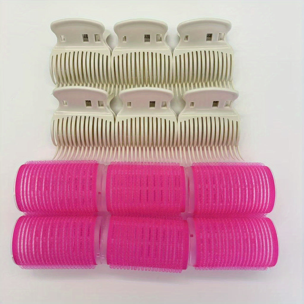 Lot de 12 bigoudis et pinces en plastique durable, adaptés cheveux mi-longs, outils coiffure manuels pour salon et usage personnel.