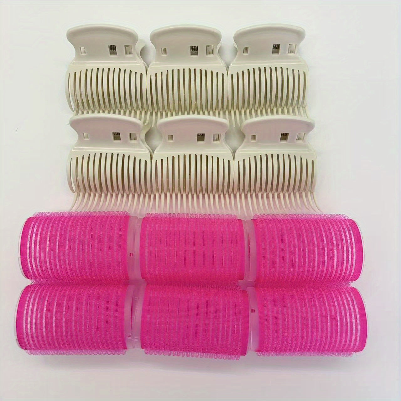 Lot de 12 bigoudis et pinces en plastique durable, adaptés cheveux mi-longs, outils coiffure manuels pour salon et usage personnel.
