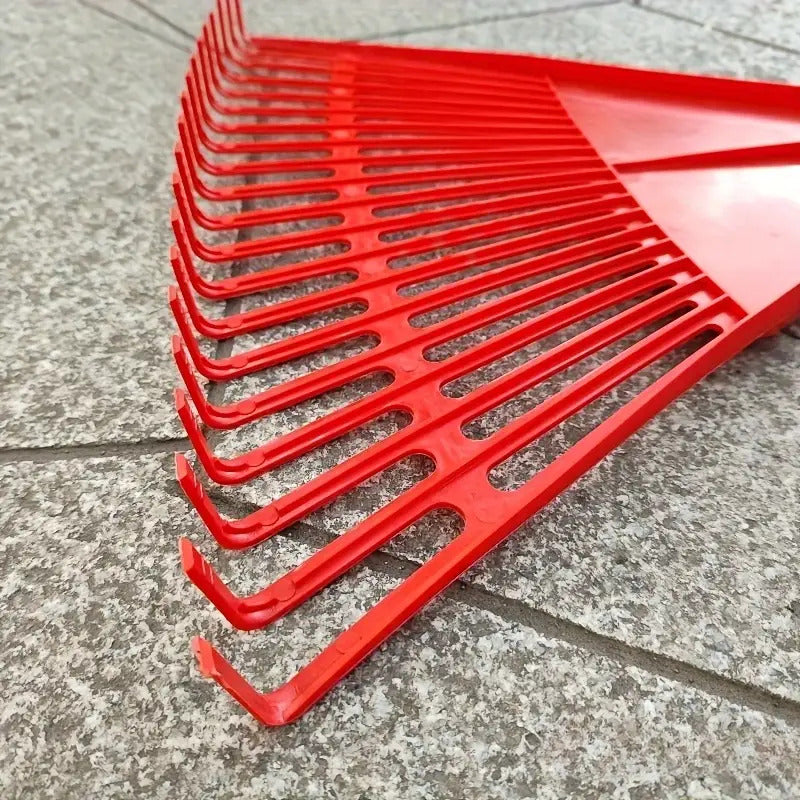 Râteau de jardin à 20 dents avec collecteur, plastique léger et durable, dents larges, idéal pour feuilles, pelouse et entretien extérieur, usage résidentiel ou commercial.