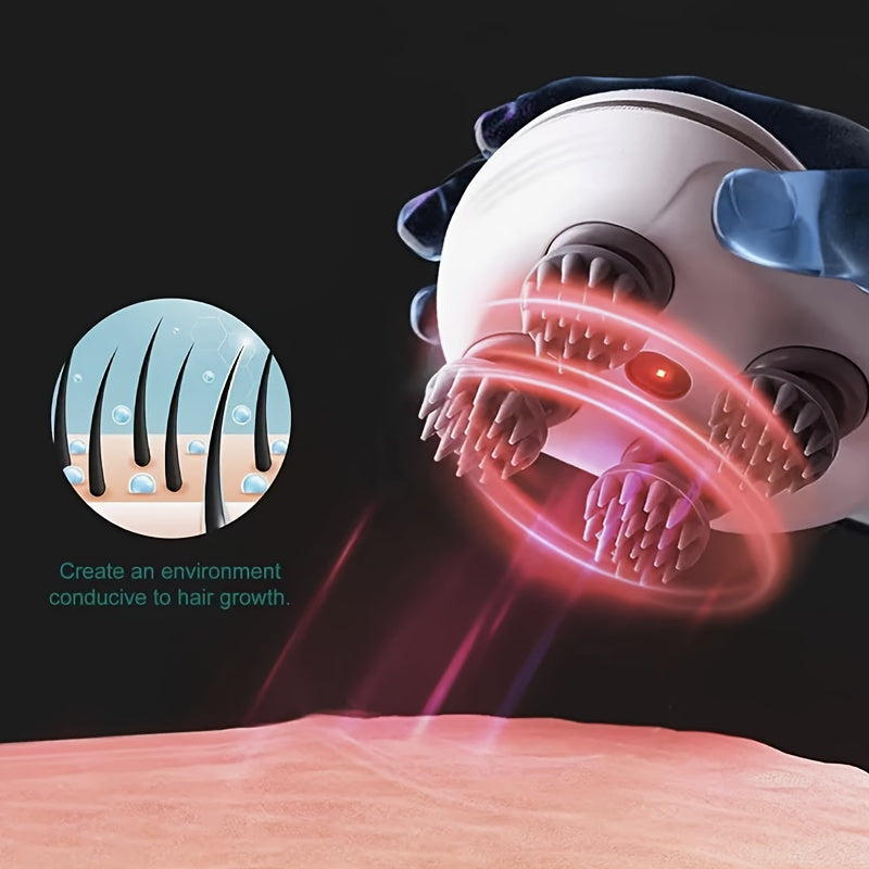 Masseur électrique pour cuir chevelu, portable USB. 4 griffes amovibles, 3 modes réglables, outil de relaxation profonde, adapté aux humains et aux animaux.