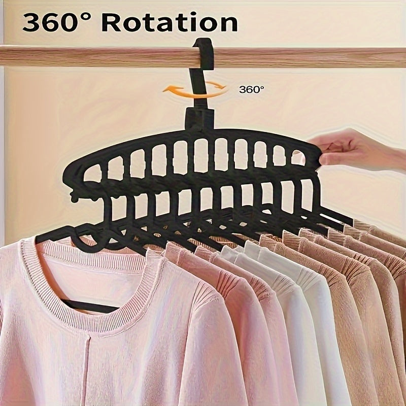 3pcs Space-Saving Black Plastic Hangers with Multi-Hook Design - Durable & Lightweight, Ideal for Home & Travel Closet Organization, Efficient Clothing Storage Rack, Travel Closet Organizer|Modern Hanger Design|Durable Plasti