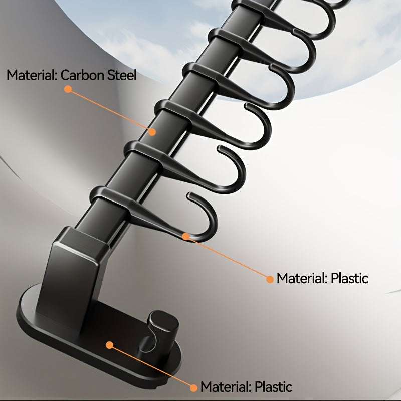 Étagère cuisine en acier carbone : organise baguettes, couteaux et épices. Installation facile avec adhésif ou vis, durable et stable.