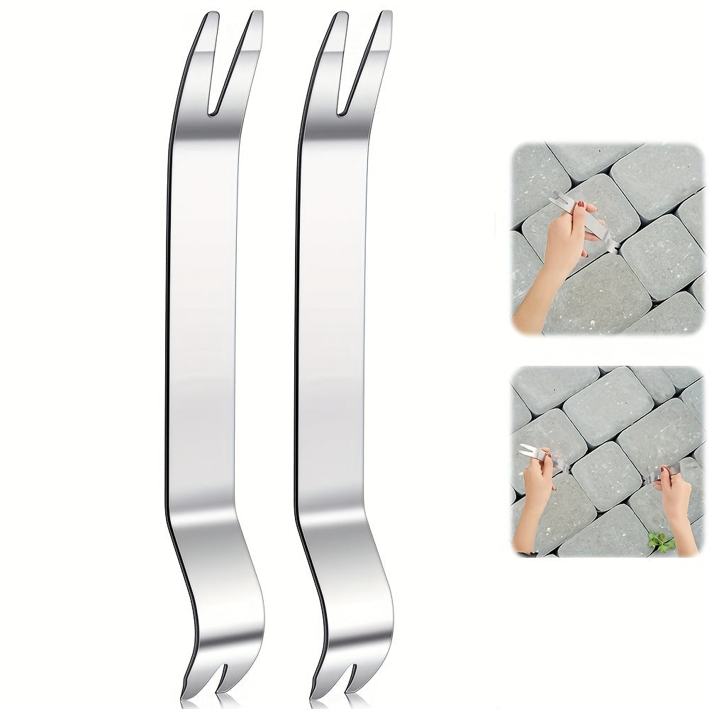 Lot de 2 extracteurs de pavés en acier inoxydable, pour relever ou remplacer briques affaissées dans jardin, pelouse ou terrasse.