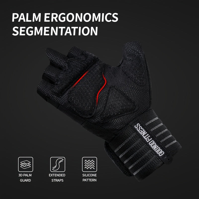 Paire de gants de musculation GOUNOD, design antidérapant avec renfort au pouce, fermeture ajustable, parfaits pour le fitness et le bodybuilding.