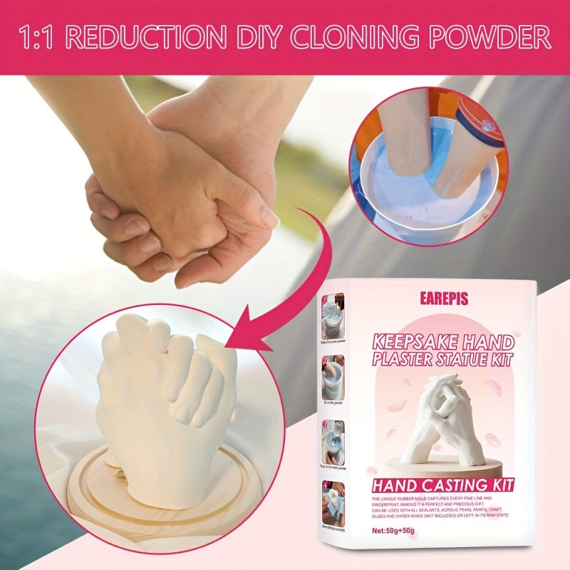 Kit de moulage de main 3D, DIY pour couples, amis ou famille, avec poudre, papiers abrasifs et accessoires, cadeau créatif parfait.