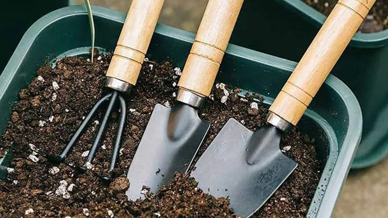 4pcs Gardening Tool Set: Pruning Shears, Trowel, Rake &amp; Shovel for Planting, Weeding – Ergonomic Wooden Handle, Ideal for Backyard &amp; Balcony