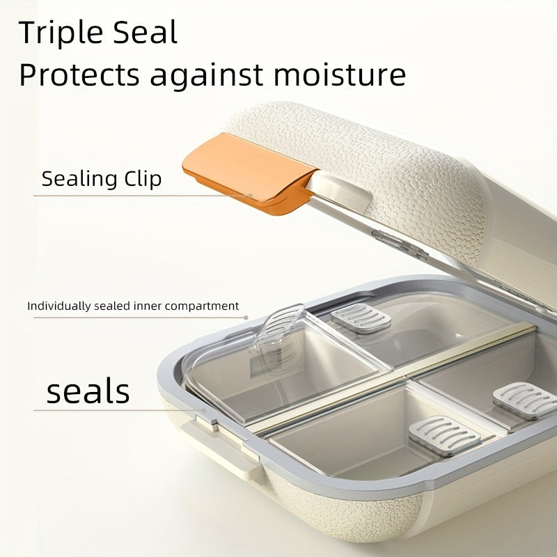 1pc 7-Day Pill Box with Orange Handles - Large Capacity, Dust and Moisture Proof Organizer for Vitamins and Medicines, Ideal for Travel and Outdoor Use, Polypropylene Material, Travel Pill Organizer | Modern Pill Box | Secure
