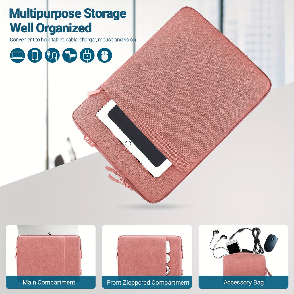 Housse de protection pour ordinateur portable, compatible MacBook et autres notebooks 13,5 à 16 ", avec compartiment accessoires, design rose, transport sûr et élégant.
