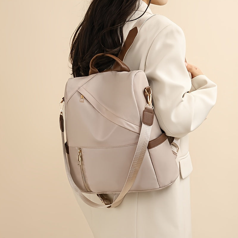 Women's Large Capacity Soft Backpack with Nylon - / Solid Color Bookbag, Commuter, Travel &amp; Laptop Carrier (Zipper Closure, Practical Pockets)