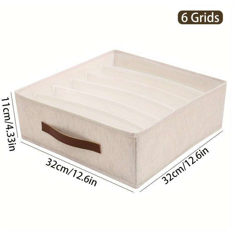 [Popular Choice] 1pc Beige Foldable Drawer Organizer with Rose Golden Handles - Stackable Fabric Storage Bin for Socks, Underwear, Bras, Ties &amp; Accessories - Contemporary Closet Organization Solution, Closet Organizers And St