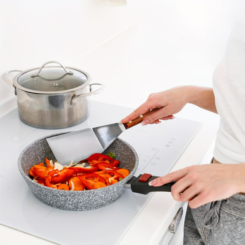 Heavy-Duty Stainless Steel Spatula with Beveled Edge &amp; Hardwood Handle - Large Metal Turner for Cast Iron Skillets, Griddles | Ideal BBQ &amp; Home Kitchen Tool