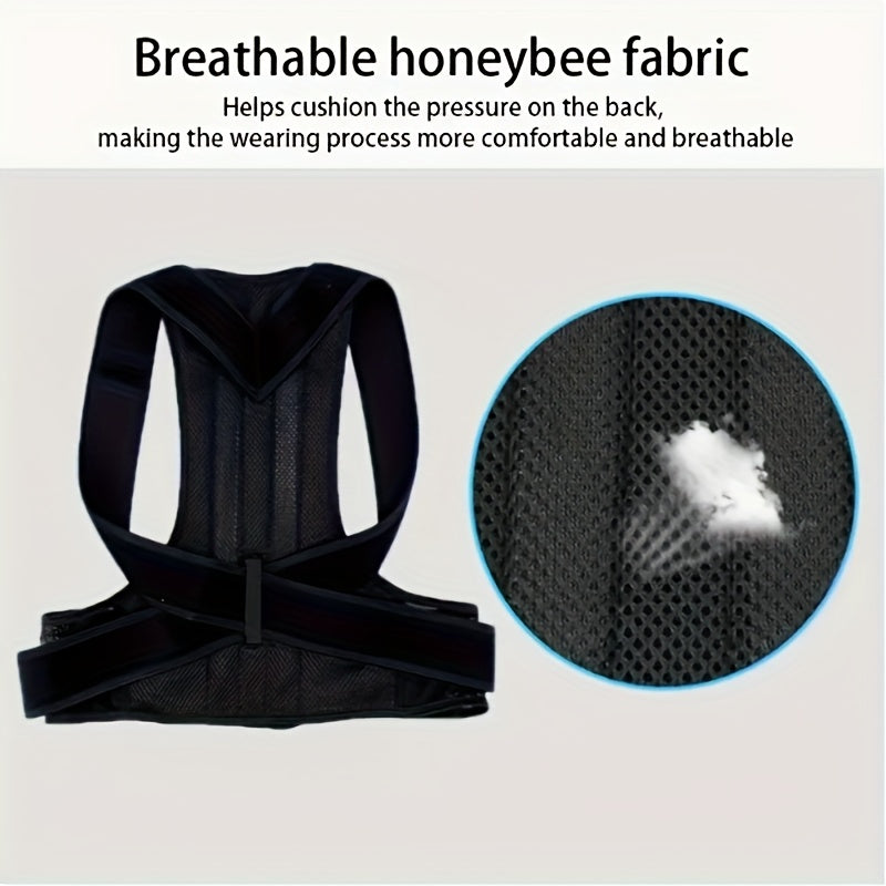 1pc posture corrector - with adjustable straps, sturdy back panel for posture improvement, lower back - perfect for adults, gyms, offices, travel - easy to use and comfortable fit