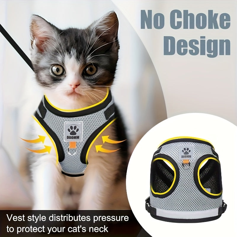 -Escape Pet Harness & Leash System with Vest - Heavy-Duty, No-Choke Design, -Pull Dog & Cat Harness, Escape-Proof Leash, Machine Washable for Large/Small Dogs & Cats - Walking, Training, Use - Compatible with Harnesses & Coll