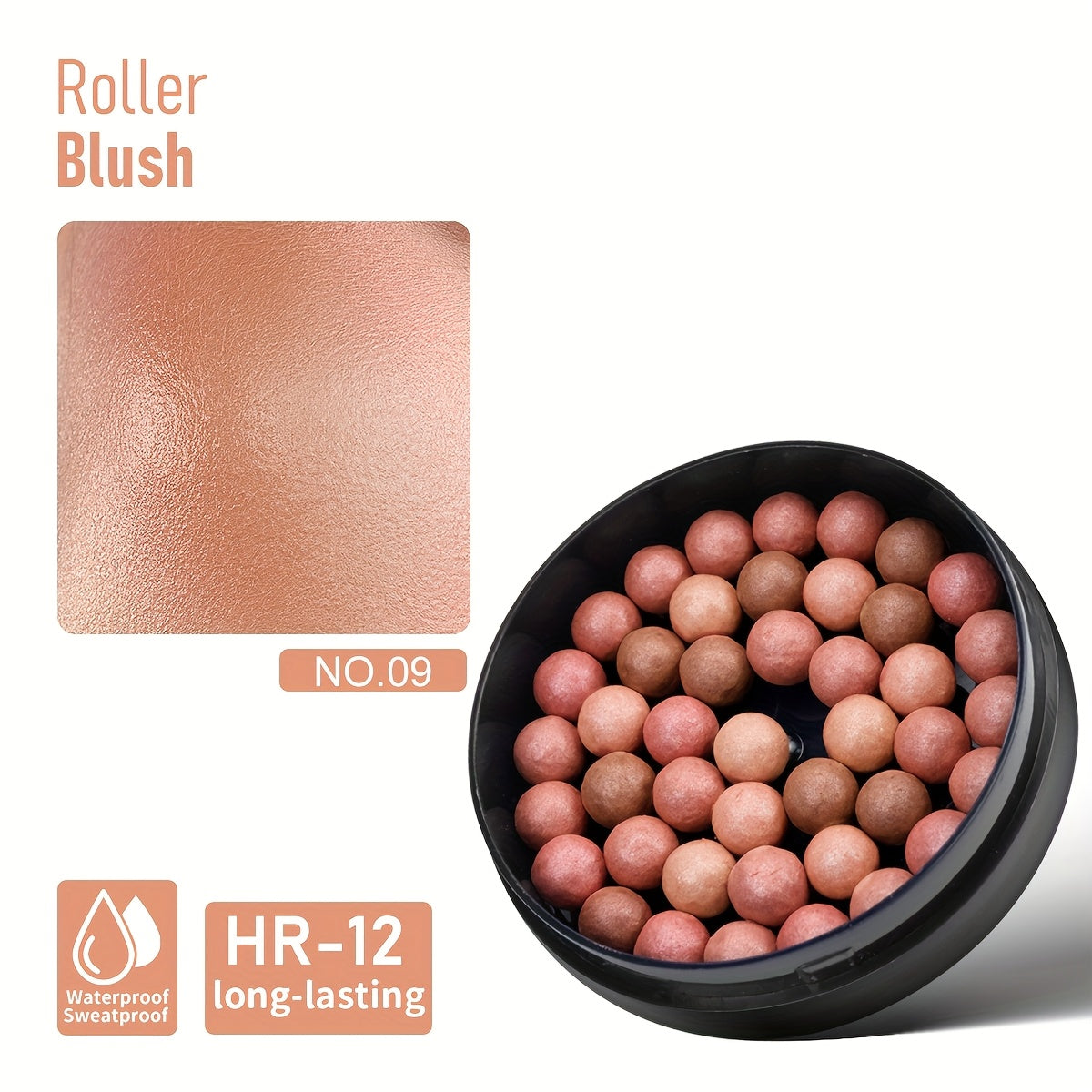 Blush roller à texture riche, fini brillant et mat, livré avec pinceau, crée un effet tridimensionnel éclatant, parfait maquillage quotidien et soirées.