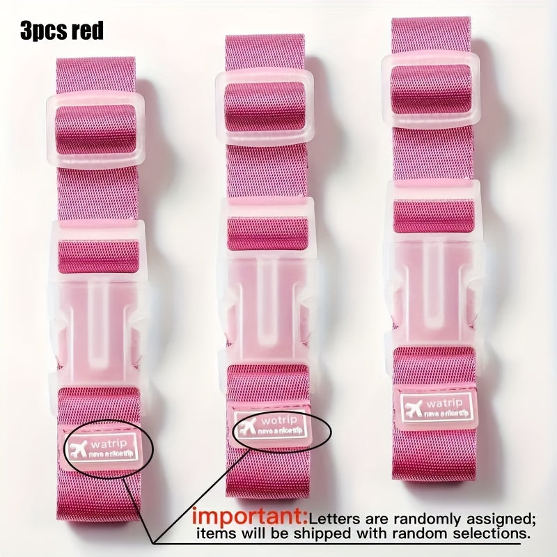 3pcs Adjustable Buckle Luggage Straps - Durable Travel Accessories with Vibrant Colors (, Pink, Orange, Green, Yellow, Red, Purple, Brown, ) - Secure Packing for Suitcases &amp; Bags
