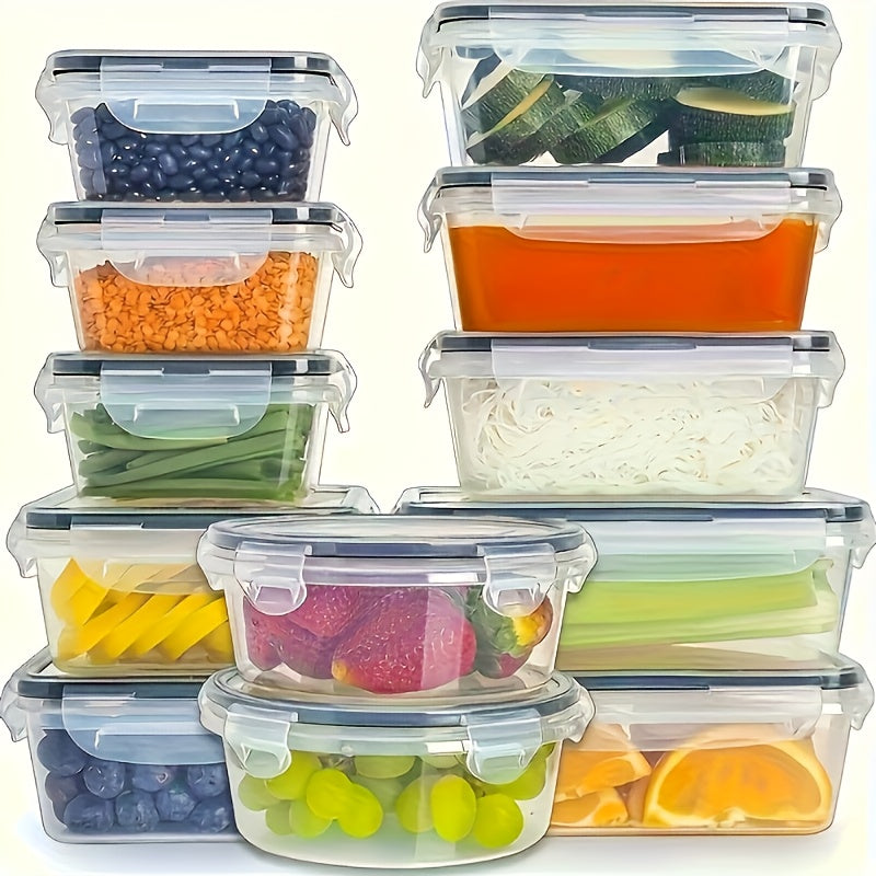 8pcs Set Multi-Size Kitchen Fresh-Keeping Plastic Lunch Boxes | 4 Containers + 4 Lids, Rectangular, Flip Top Closure, Reusable, Microwaveable, Anti-Odor, Ideal for Vegetables, Fruits, Snacks Storage, Freezer Safe, Space-Savin