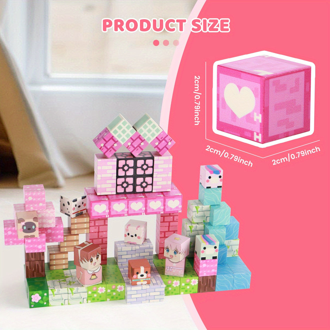 100 blocs magnétiques STEM, décor maison et arbre 3D, cubes personnages, jouet créatif, idéal anniversaire et Noël.