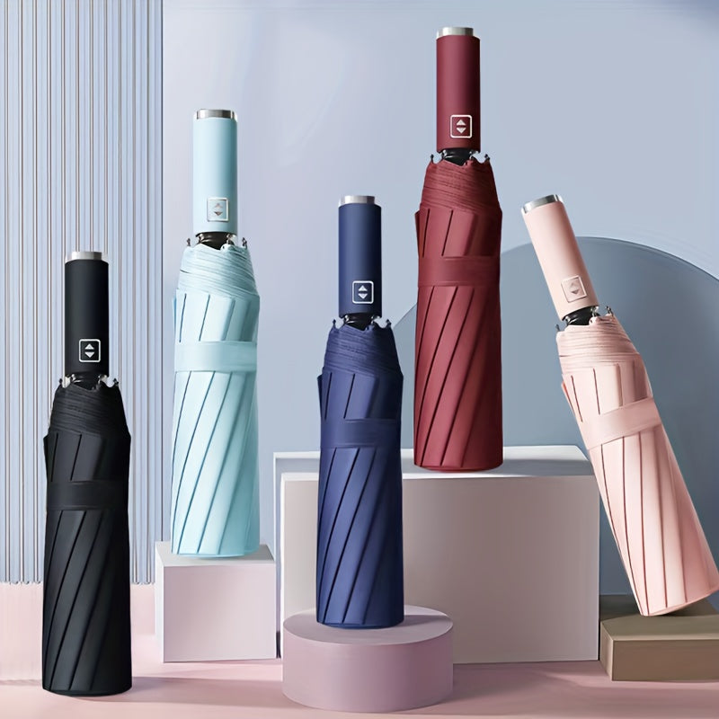 Parapluie automatique 10 baleines, coupe-vent, unisexe, ouverture en un clic, robuste et élégant, idéal pour voyages et usage quotidien.