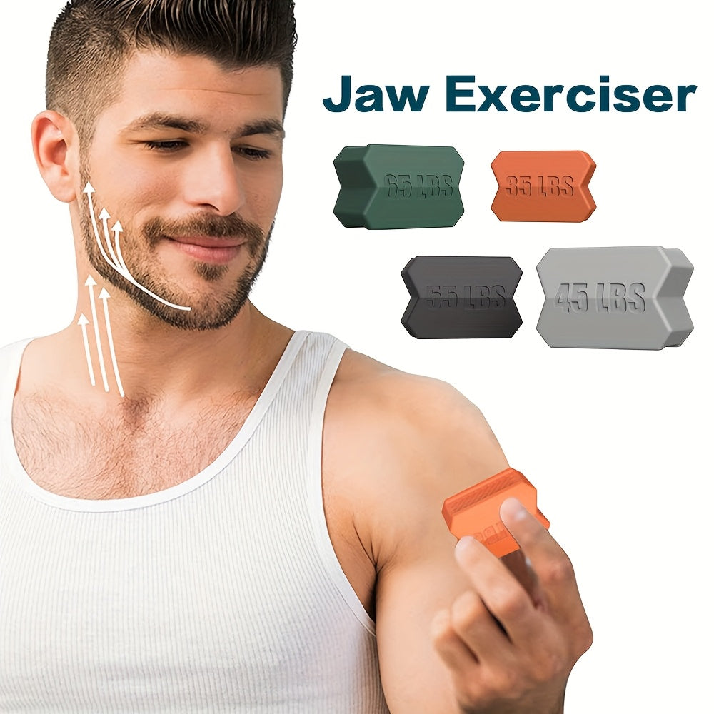 Lot de 4 exerciteurs de mâchoire, silicone, 4 niveaux de résistance, entraînement des muscles faciaux pour hommes et femmes.