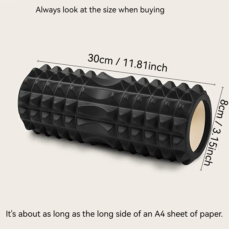 1pc EVA Foam Massage Roller for Yoga & Pilates, Medium Firmness, Manual Operation, Fitness Back Exercise Tool, Mobility Improvement, Gym Training Accessory - Black, Blue, Purple