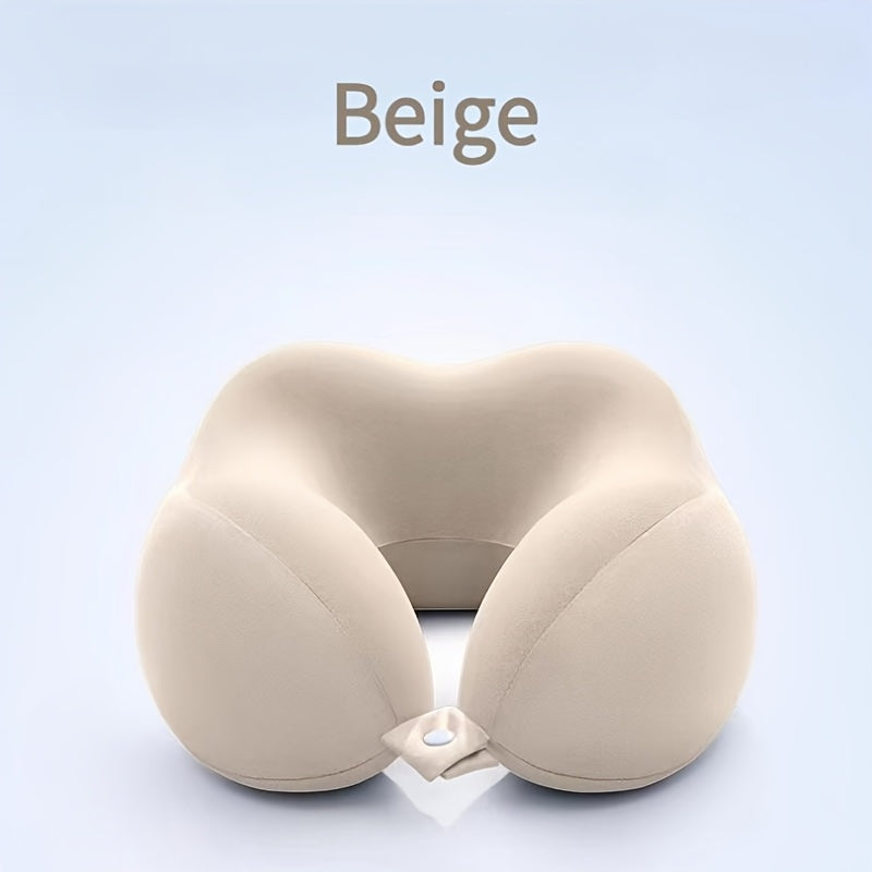 Coussin de voyage en U, soutien moyen-ferme, housse polyester lavable, idéal pour siestes au bureau ou en déplacement.