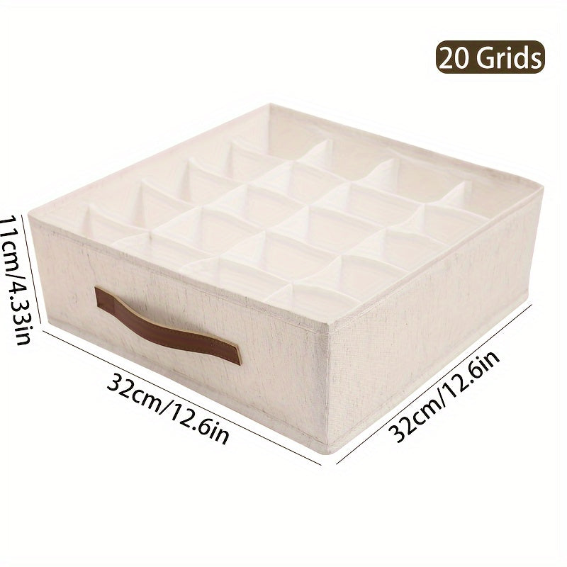 [Popular Choice] 1pc Beige Foldable Drawer Organizer with Rose Golden Handles - Stackable Fabric Storage Bin for Socks, Underwear, Bras, Ties &amp; Accessories - Contemporary Closet Organization Solution, Closet Organizers And St