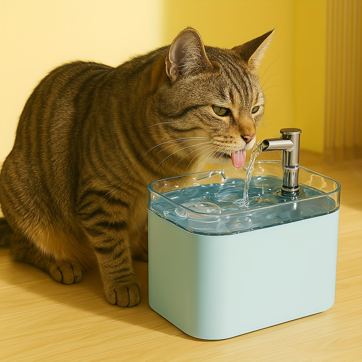 1.5L Automatic Gravity-Fed Cat Water Dispenser with Spout & Flowing Water System , Low Voltage (36V) Operation, Modern Design with Clear Durable Reservoir & Base - Ideal for Multi-Cat Households, Easy Installation, Hygienic P