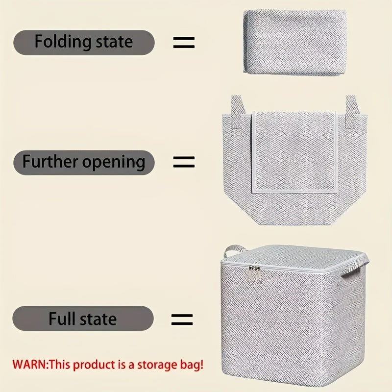 Boîte de rangement extra-large en tissu non tissé résistant avec couvercle, conçue pour organiser vêtements, literie et accessoires tout en économisant l’espace.