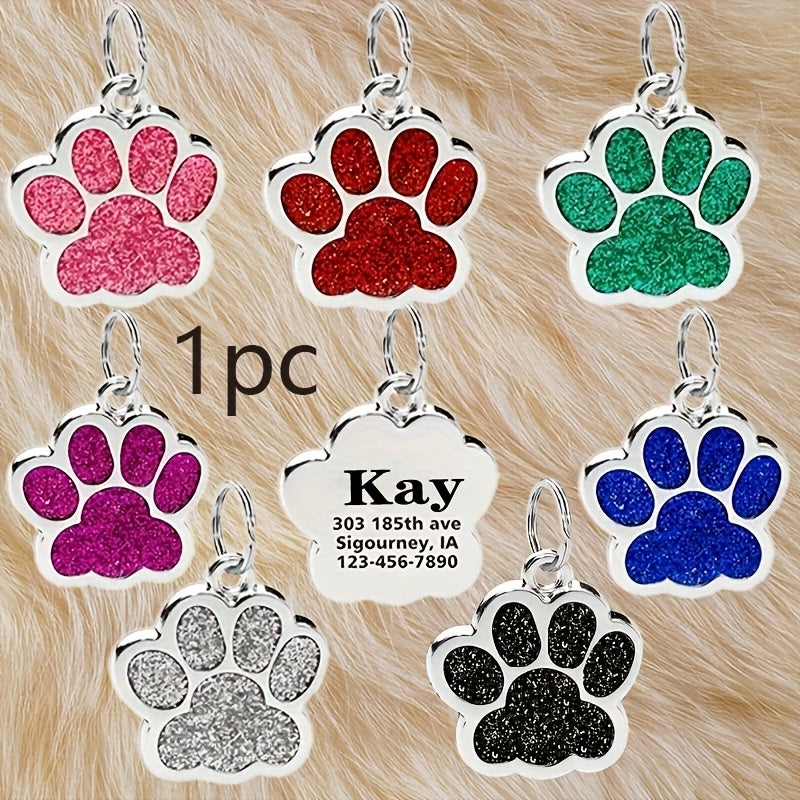1pc Custom Dog Tag, Personalized Pet ID Plate with Laser Engraving - Durable and Fade-Resistant Cat Paw Tag for Dogs