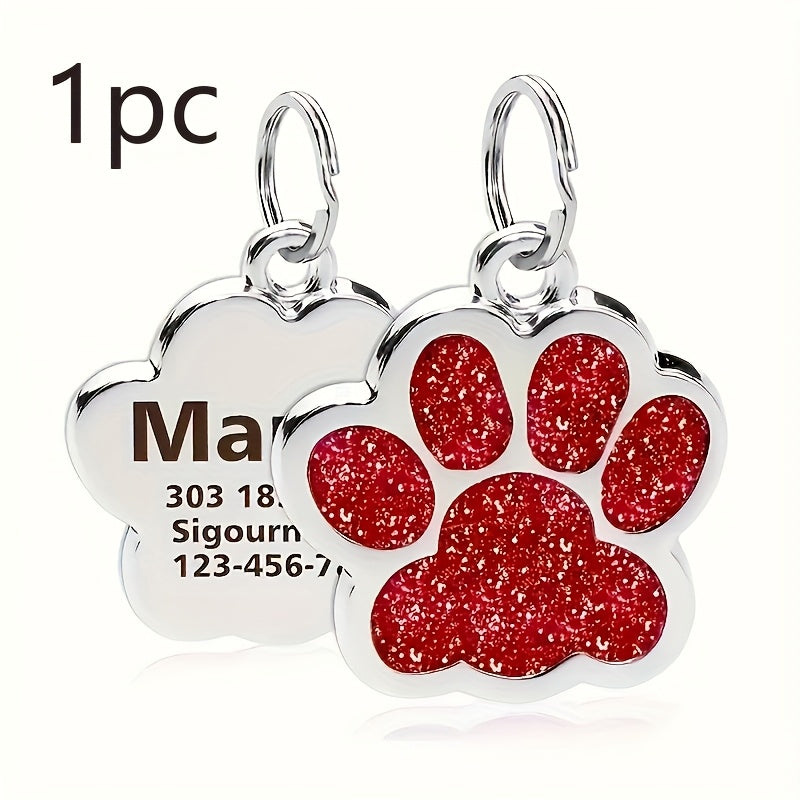 1pc Custom Dog Tag, Personalized Pet ID Plate with Laser Engraving - Durable and Fade-Resistant Cat Paw Tag for Dogs