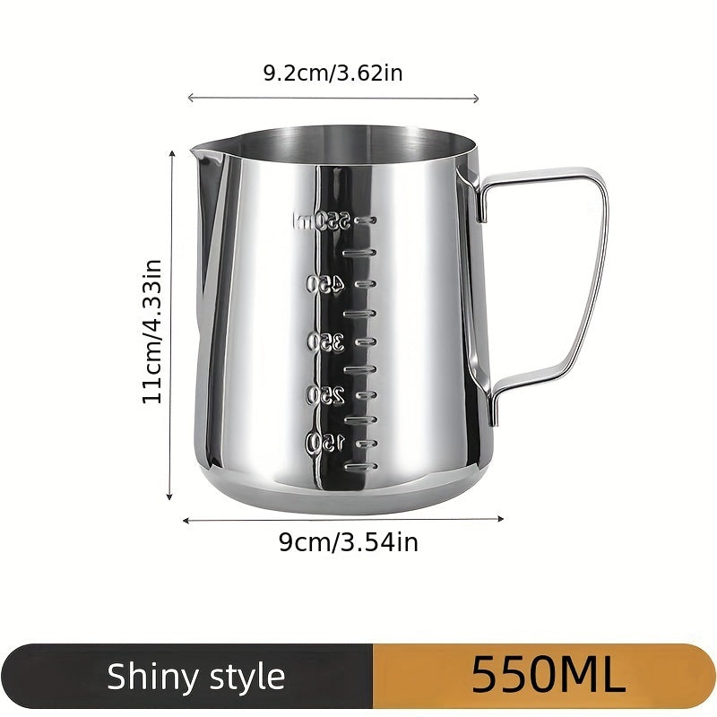 Stainless Steel Milk Frothing Pitcher with Measurement Marks - Perfect for Latte Art &amp; Coffee Decorations, Ideal for Home and Commercial Use