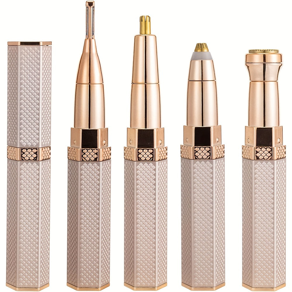 Épilateur électrique 4 en 1 pour femmes, rechargeable, indolore, pour visage, sourcils, nez, bikini et corps.