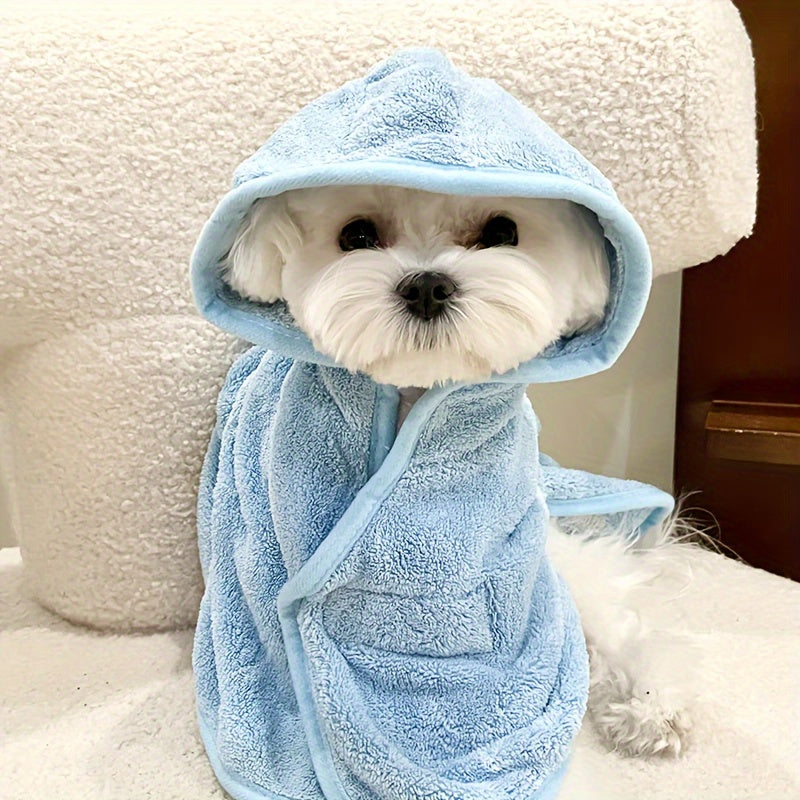 Ultra-Absorbent Microfiber Pet Bathrobe for Small to Medium Dogs &amp; Cats - Quick Dry, Soft, All-Season Comfort with Secure Hook-and-loop Fastener Closure
