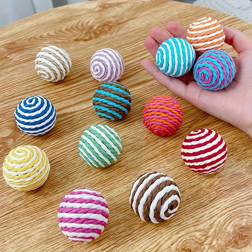 Lot de 3 ou 6 balles à griffer en sisal, résistantes et non toxiques, favorisent hygiène dentaire, jouet interactif pour chats.