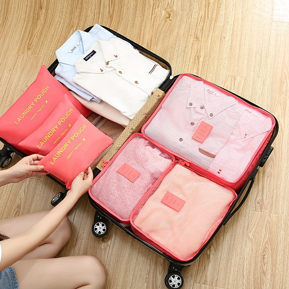 6pcs Luggage Set, Carry-On Luggage, Includes Garment Duffle Bags for Travel, Clothes Organizers, Wardrobe Bags, Shoe Bags & Packing Cubes