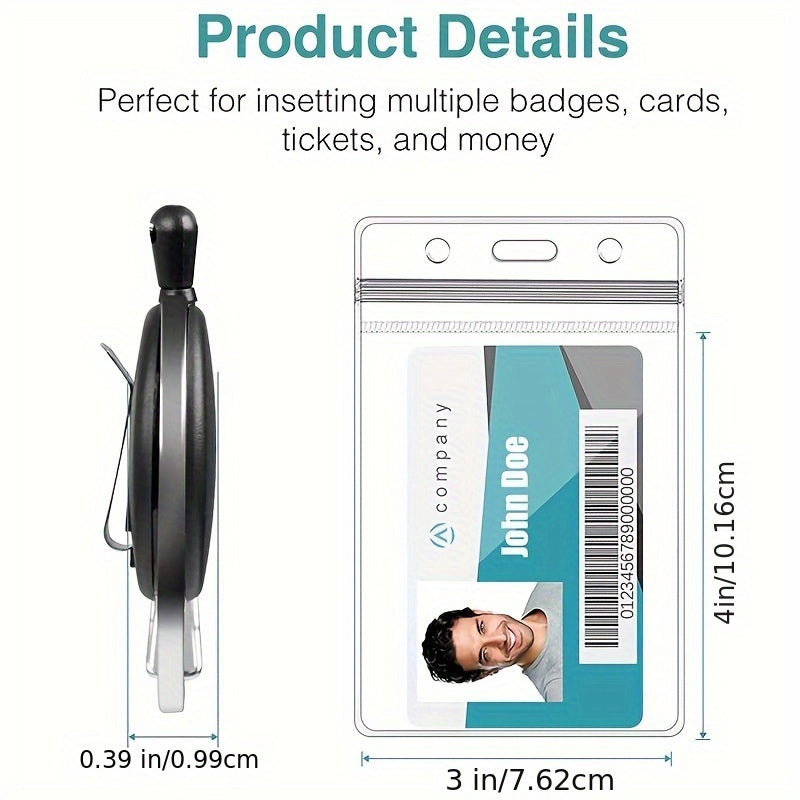 Lot de 3 porte-badges rétractables, rotation 360°, clip ceinture/mousqueton, corde nylon, anneau porte-clés, fermeture rapide, pour cartes et billets.