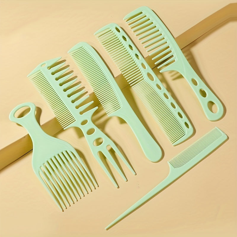 Set de 6 peignes anti-statiques, démêleurs portables, parfaits pour soins capillaires à domicile ou en salon de coiffure.