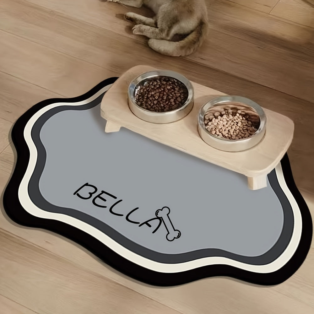 Tapis de repas personnalisé pour animaux, absorbant, antidérapant, séchage rapide, style nordique, caoutchouc durable, idéal intérieur pour chats et chiens.