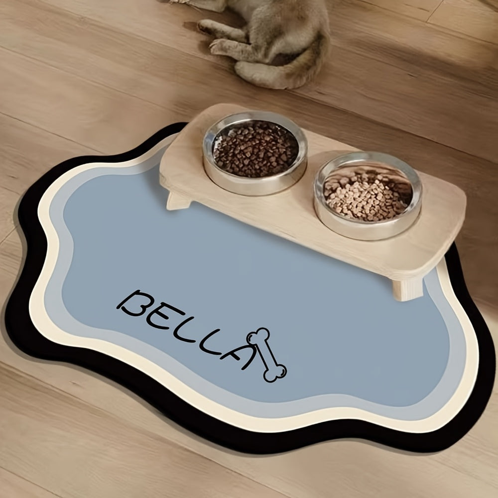 Tapis de repas personnalisé pour animaux, absorbant, antidérapant, séchage rapide, style nordique, caoutchouc durable, idéal intérieur pour chats et chiens.