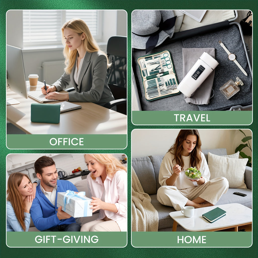 Lot de 30 kits manucure luxe en acier inoxydable, outils complets avec étuis portables, parfaits pour soins mains, pieds et visage.