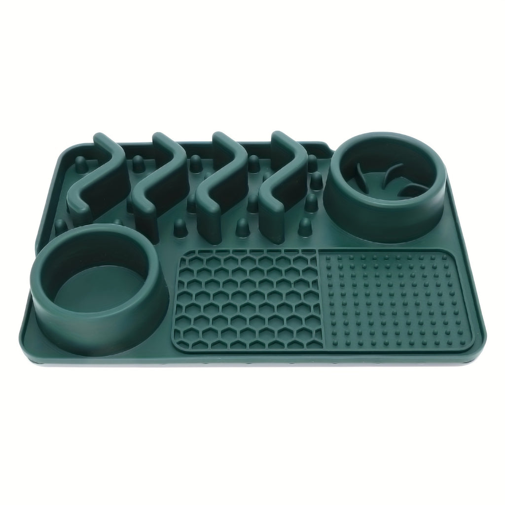 Bol antistress en silicone pour chiens et chats. Bol à quatre sections pour manger lentement, design vague mignon, aide à réduire l'anxiété.