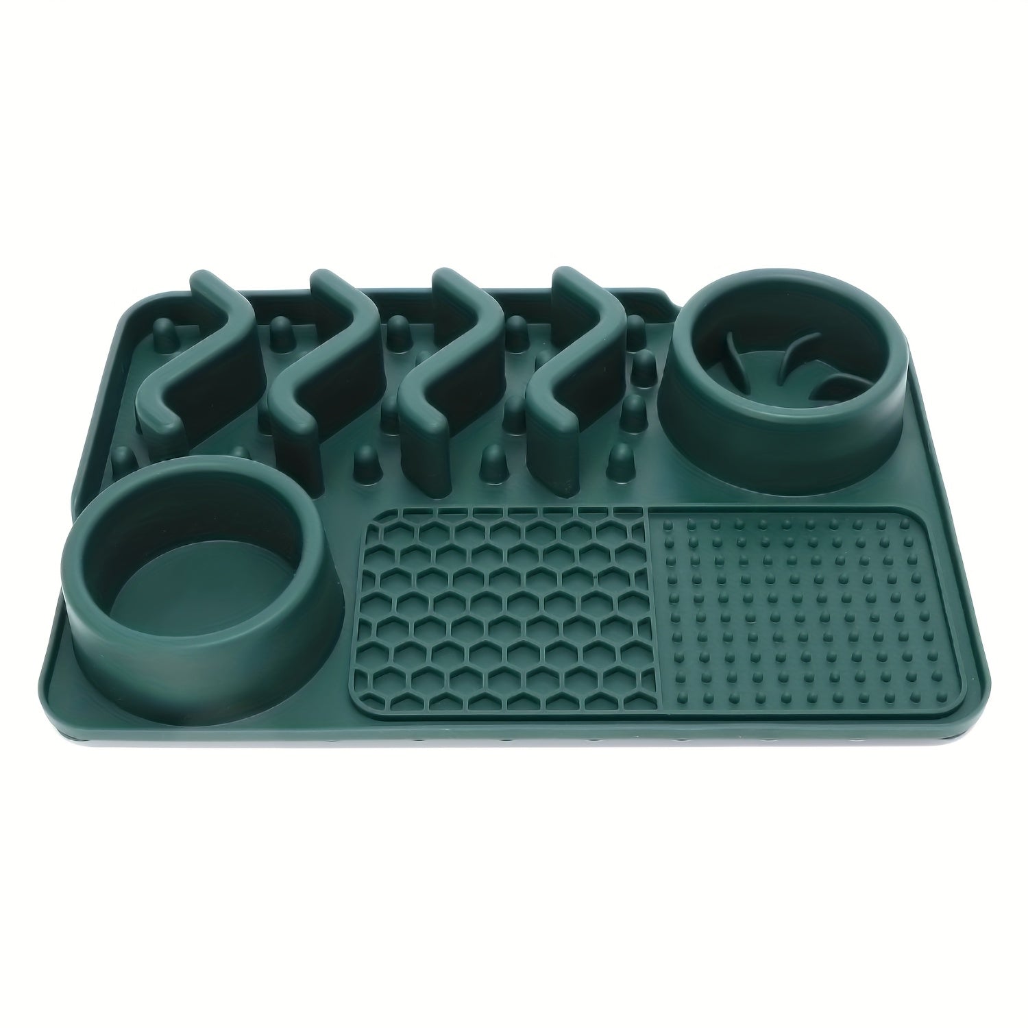 Bol antistress en silicone pour chiens et chats. Bol à quatre sections pour manger lentement, design vague mignon, aide à réduire l'anxiété.